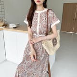 ロングワンピース フレンチスリーブワンピース ダマスク柄ワンピース | COCOMOMO | 詳細画像47