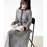 ロングワンピース フレンチスリーブワンピース ダマスク柄ワンピース | COCOMOMO | 詳細画像58 