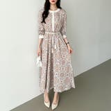 ロングワンピース フレンチスリーブワンピース ダマスク柄ワンピース | COCOMOMO | 詳細画像12