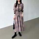 ロングワンピース フレンチスリーブワンピース ダマスク柄ワンピース | COCOMOMO | 詳細画像18