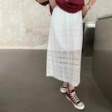 ホワイト | スカート 総レーススカート 刺繍スカート | COCOMOMO