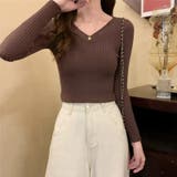 ニット Vネックニットトップス 長袖リブニット | COCOMOMO | 詳細画像8 