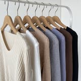 ニット Vネックニットトップス 長袖リブニット | COCOMOMO | 詳細画像16 