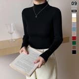 ブラック | ニット ハイネックニット 秋冬リブニット | COCOMOMO