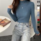 ブルー | ニット ハイネックニット 秋冬リブニット | COCOMOMO