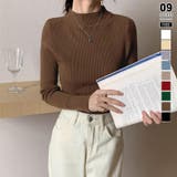 ダークブラウン | ニット ハイネックニット 秋冬リブニット | COCOMOMO