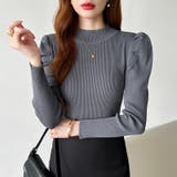 パフスリーブニット ハイネック リブニット | COCOMOMO | 詳細画像32 