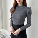 パフスリーブニット ハイネック リブニット | COCOMOMO | 詳細画像38 