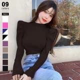 ダークブラウン | パフスリーブニット ハイネック リブニット | COCOMOMO