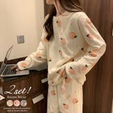 ルームウェア 韓国風ピーチ柄パジャマ 上下セット | COCOMOMO | 詳細画像1