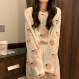 ルームウェア 韓国風ピーチ柄パジャマ 上下セット | COCOMOMO | 詳細画像3