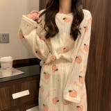 ルームウェア 韓国風ピーチ柄パジャマ 上下セット | COCOMOMO | 詳細画像4