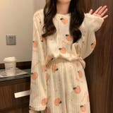 ルームウェア 韓国風ピーチ柄パジャマ 上下セット | COCOMOMO | 詳細画像5