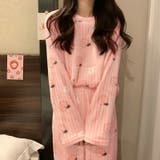 ルームウェア 韓国風ピーチ柄パジャマ 上下セット | COCOMOMO | 詳細画像8