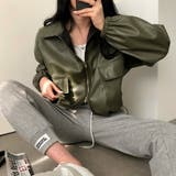 ジャケット フェイクレザージャケット クロップドレザージャケット | COCOMOMO | 詳細画像15 
