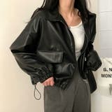 ブラック | ジャケット フェイクレザージャケット クロップドレザージャケット | COCOMOMO