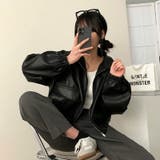 ジャケット フェイクレザージャケット クロップドレザージャケット | COCOMOMO | 詳細画像5 