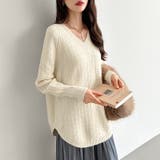 Vネックニット 体型カバー ロングニットセーター | COCOMOMO | 詳細画像23 