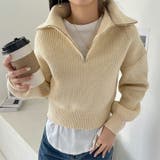 ニットセーター ハーフジップニット ショートニットプルオーバー | COCOMOMO | 詳細画像13