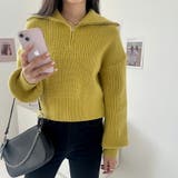 イエロー | ニットセーター ハーフジップニット ショートニットプルオーバー | COCOMOMO