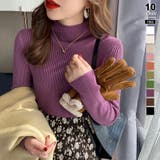 パープル | ハイネック リブニットハイネック リブニット | COCOMOMO