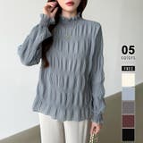 グレー.ブルー | 新色登場！裏起毛シャーリングブラウス ハイネックブラウス オフィスカジュアル | COCOMOMO