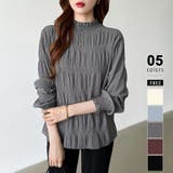 ダークグレー | 新色登場！裏起毛シャーリングブラウス ハイネックブラウス オフィスカジュアル | COCOMOMO