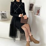 ニットワンピース チュールニットワンピース ベスト付きワンピース | COCOMOMO | 詳細画像19