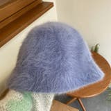 ブルー | 帽子 バケットハット フェイクファークローシュハット | COCOMOMO