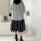 ワンピース 裏起毛ティアードワンピース チェック柄ドッキングワンピース | COCOMOMO | 詳細画像15