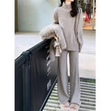 セットアップ ニットセットアップ ハイネックフレアパンツ上下セット | COCOMOMO | 詳細画像12