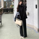 セットアップ ニットセットアップ ハイネックフレアパンツ上下セット | COCOMOMO | 詳細画像18