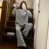 セットアップ ニットセットアップ ハイネックフレアパンツ上下セット | COCOMOMO | 詳細画像2