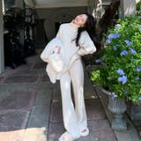 アイボリー | セットアップ ニットセットアップ ハイネックフレアパンツ上下セット | COCOMOMO