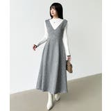 ジャンパースカート Vネックワンピース ワンピース | COCOMOMO | 詳細画像4