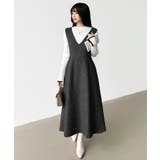 ジャンパースカート Vネックワンピース ワンピース | COCOMOMO | 詳細画像24