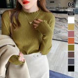 グリーン | ハイネックリブカットソー ストレッチカットソー メロウハイネック | COCOMOMO