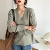 Vネックニット Vネックセーター ゆったりニット | COCOMOMO | 詳細画像11