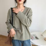 Vネックニット Vネックセーター ゆったりニット | COCOMOMO | 詳細画像12