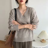 Vネックニット Vネックセーター ゆったりニット | COCOMOMO | 詳細画像2