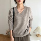 Vネックニット Vネックセーター ゆったりニット | COCOMOMO | 詳細画像3