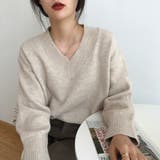 Vネックニット Vネックセーター ゆったりニット | COCOMOMO | 詳細画像4