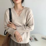 Vネックニット Vネックセーター ゆったりニット | COCOMOMO | 詳細画像6