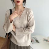 Vネックニット Vネックセーター ゆったりニット | COCOMOMO | 詳細画像7