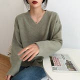 Vネックニット Vネックセーター ゆったりニット | COCOMOMO | 詳細画像8