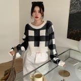 ギンガムチェック ショート丈ニット 韓国ファッション | COCOMOMO | 詳細画像17 