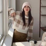 ギンガムチェック ショート丈ニット 韓国ファッション | COCOMOMO | 詳細画像5 