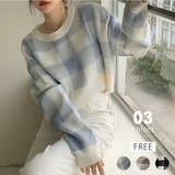 ギンガムチェック ショート丈ニット 韓国ファッション | COCOMOMO | 詳細画像1 