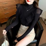 フリルレースハイネックニット 肩開きニット ニットセーター | COCOMOMO | 詳細画像13 