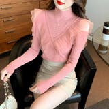 フリルレースハイネックニット 肩開きニット ニットセーター | COCOMOMO | 詳細画像2 